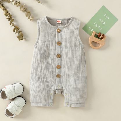 Baby Solid Color Sleeveless Romper - Grey - 2-3T - image 5