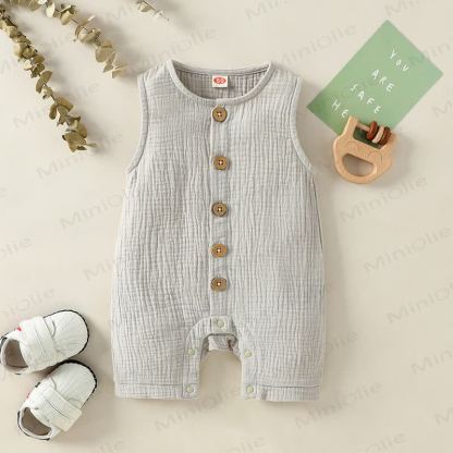 Baby Solid Color Sleeveless Romper - Grey - 2-3T - image 5
