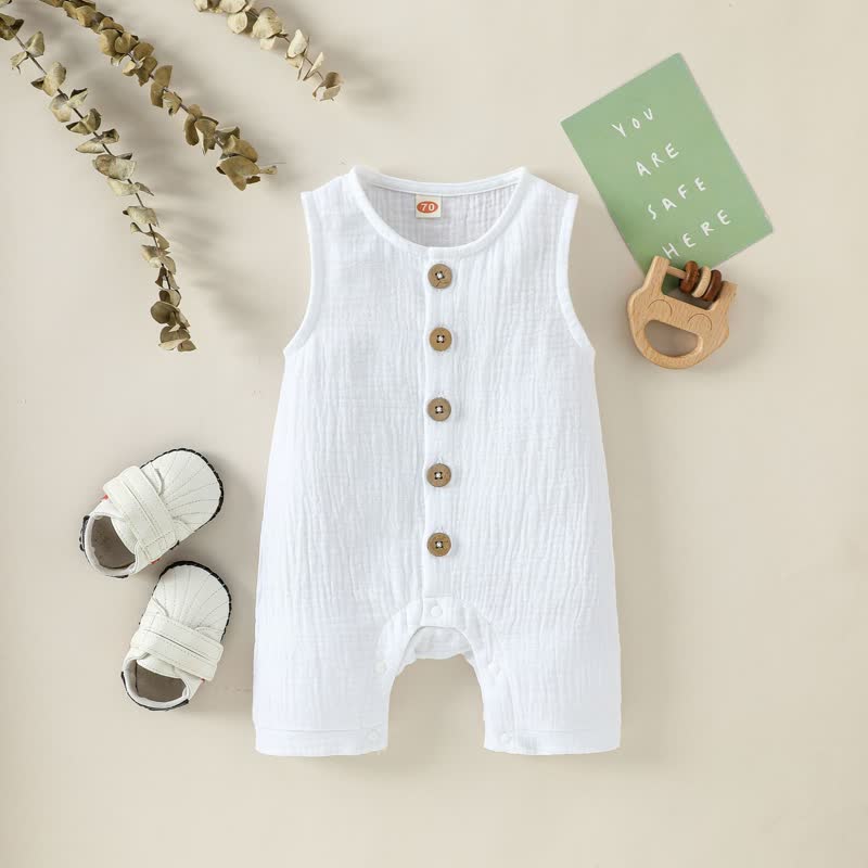 Baby Solid Color Sleeveless Romper - White - 2-3T - image 6