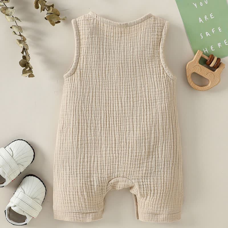 Baby Solid Color Sleeveless Romper - image 7