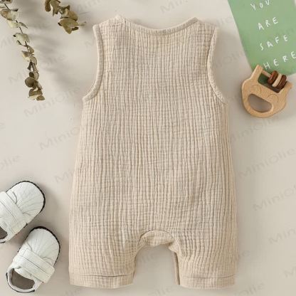 Baby Solid Color Sleeveless Romper - image 7