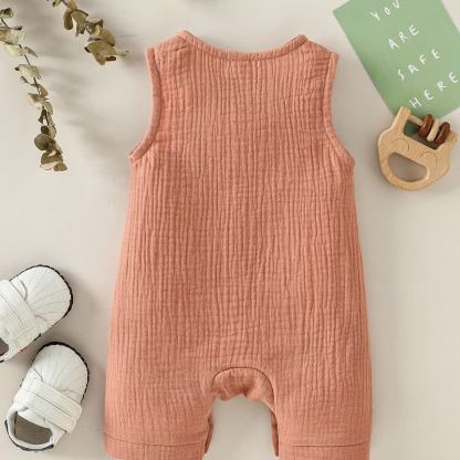 Baby Solid Color Sleeveless Romper - image 8