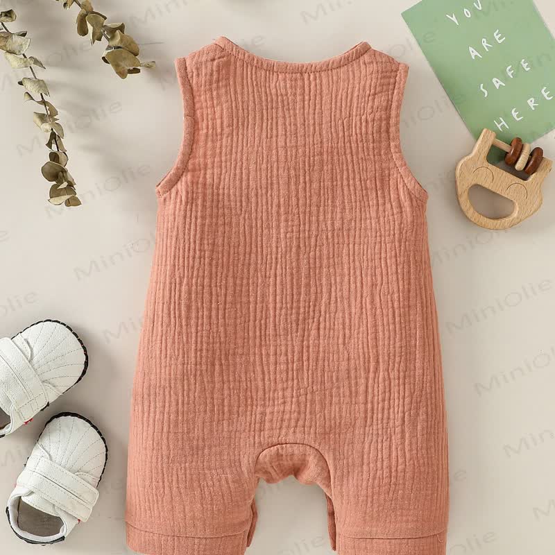 Baby Solid Color Sleeveless Romper - image 8