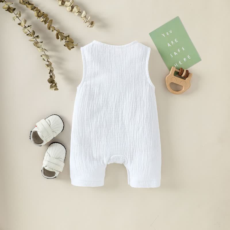 Baby Solid Color Sleeveless Romper - image 9