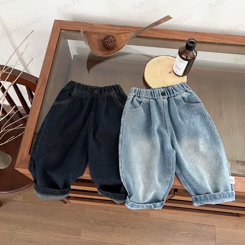 Toddler Boys Solid Color Washed Denim Pants - image 1