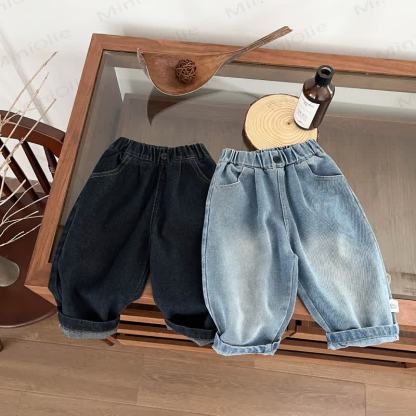 Toddler Boys Solid Color Washed Denim Pants - image 1