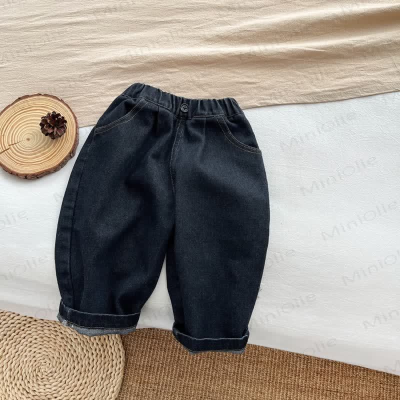 Toddler Boys Solid Color Washed Denim Pants - Black - 6-7T - image 3
