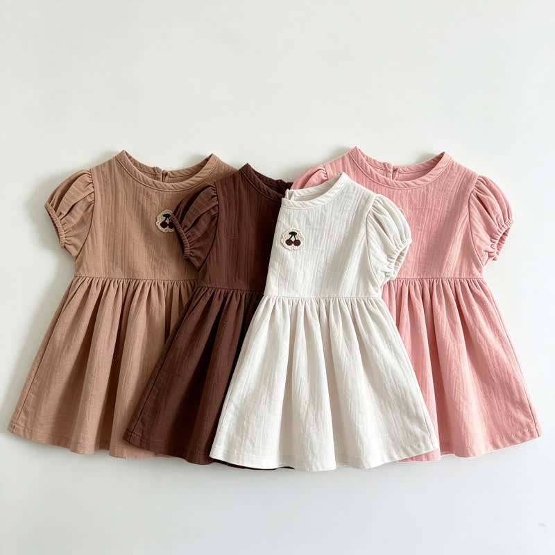 Baby Toddler Girl Cherry-Embroidered Puff Sleeve Dress - image 6