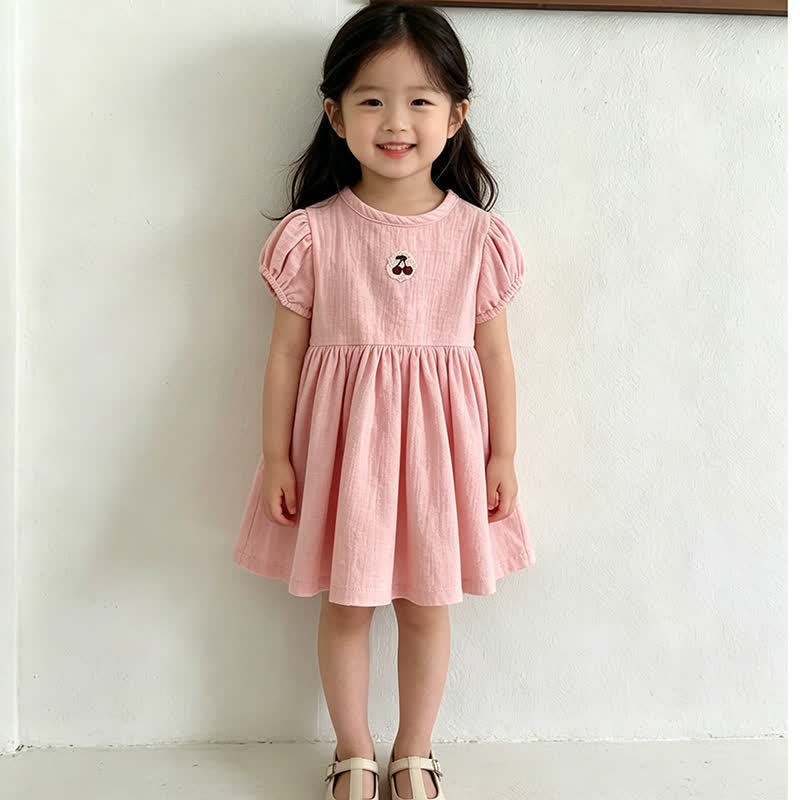 Baby Toddler Girl Cherry-Embroidered Puff Sleeve Dress - image 7