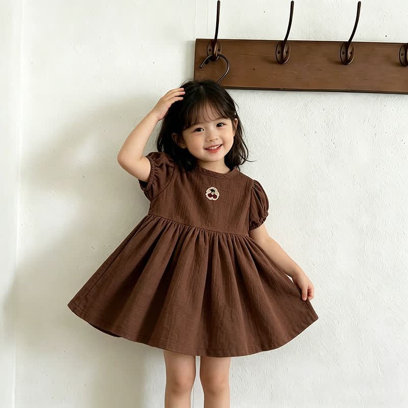 Baby Toddler Girl Cherry-Embroidered Puff Sleeve Dress - image 8