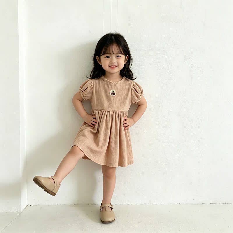 Baby Toddler Girl Cherry-Embroidered Puff Sleeve Dress - image 9