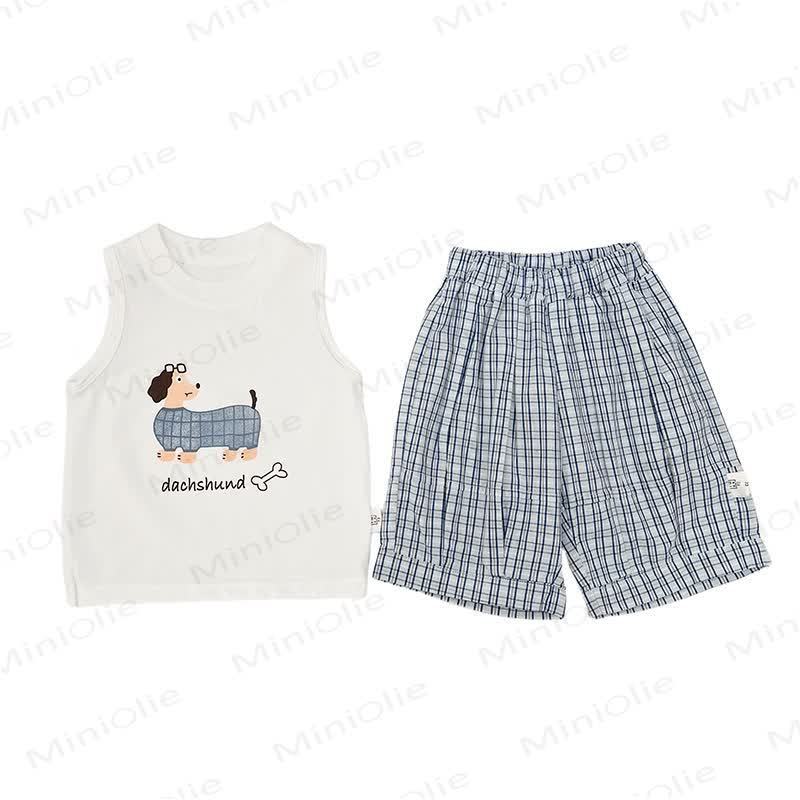 Baby Toddler Dachshund Print Tank Top or Plaid Shorts - image 4