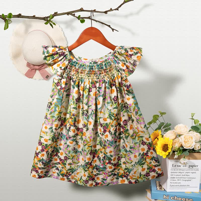 Toddler Baby Girl Floral Flutter-Sleeve Dress - Multicolor - 6-7T - image 4