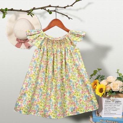 Toddler Baby Girl Floral Flutter-Sleeve Dress - Mint Green - 6-7T - image 8