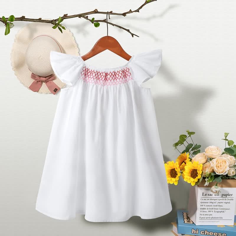 Toddler Baby Girl Floral Flutter-Sleeve Dress - White - 6-7T - image 9
