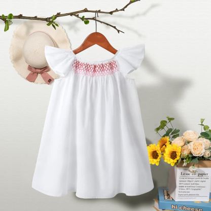 Toddler Baby Girl Floral Flutter-Sleeve Dress - White - 6-7T - image 9