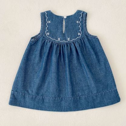 Baby Chambray Embroidered Sleeveless Dress - image 2