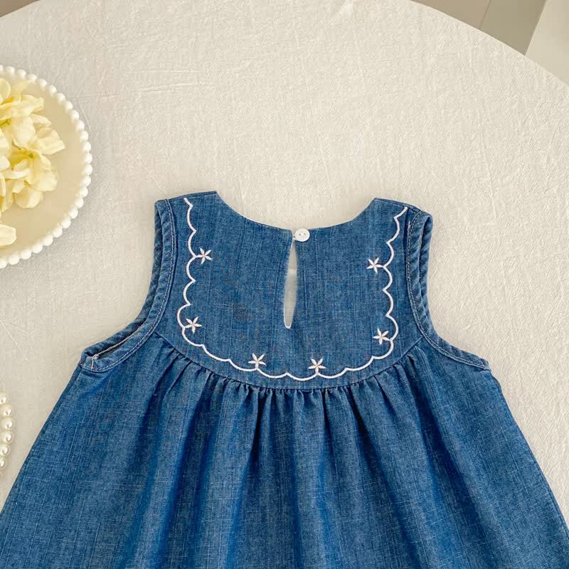 Baby Chambray Embroidered Sleeveless Dress - image 4