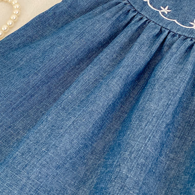 Baby Chambray Embroidered Sleeveless Dress - image 5
