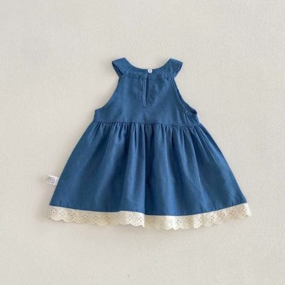 Baby Girl Embroidered Denim Sleeveless Dress - image 3