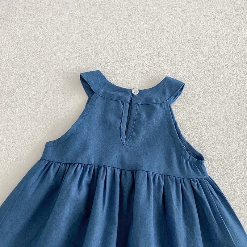 Baby Girl Embroidered Denim Sleeveless Dress - image 5