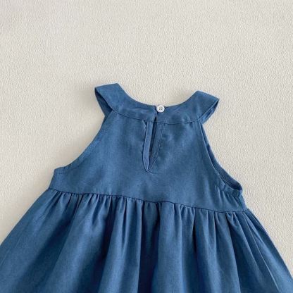 Baby Girl Embroidered Denim Sleeveless Dress - image 5