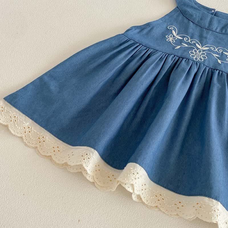 Baby Girl Embroidered Denim Sleeveless Dress - image 6