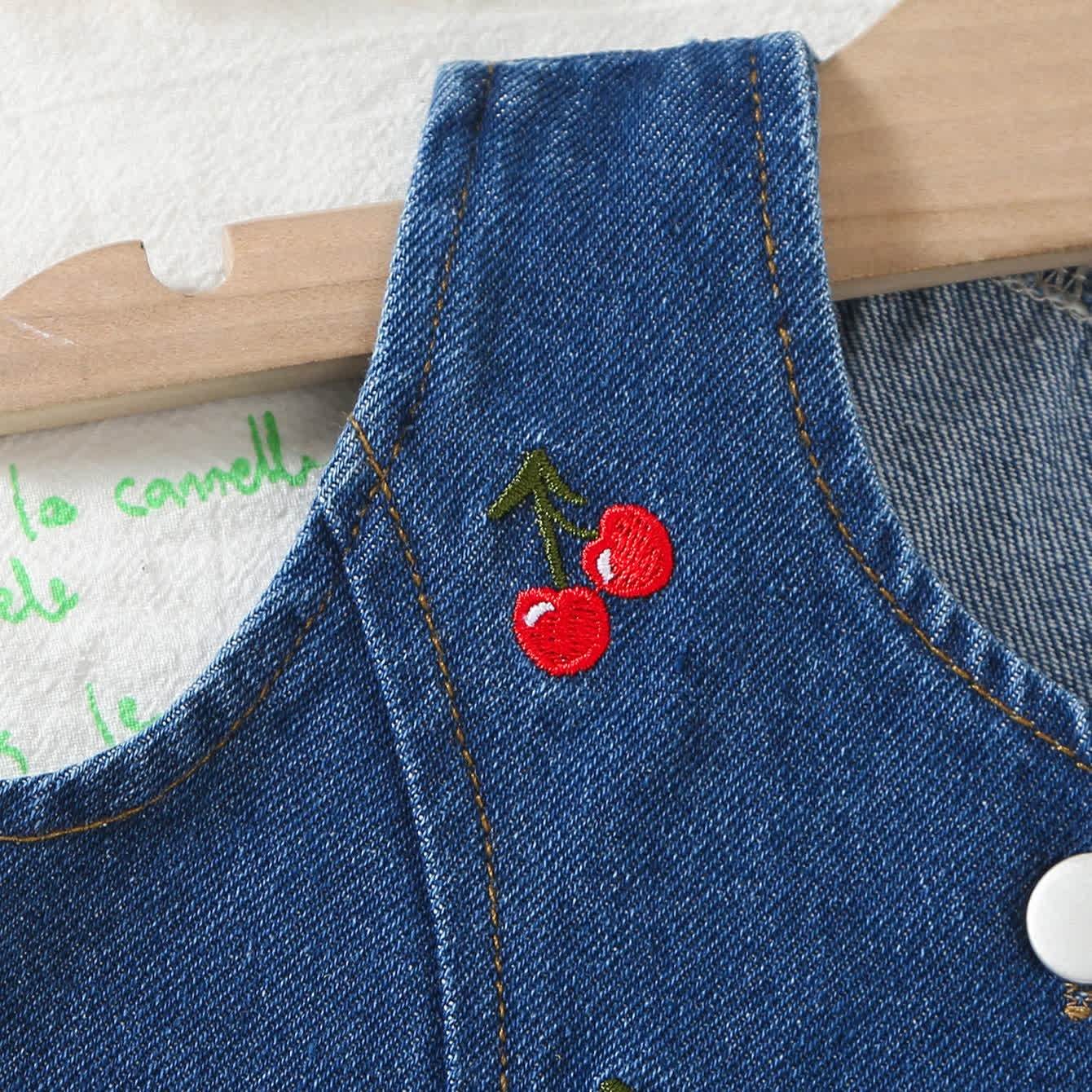 Baby Girl Denim Cherry Sleeveless Set - image 4
