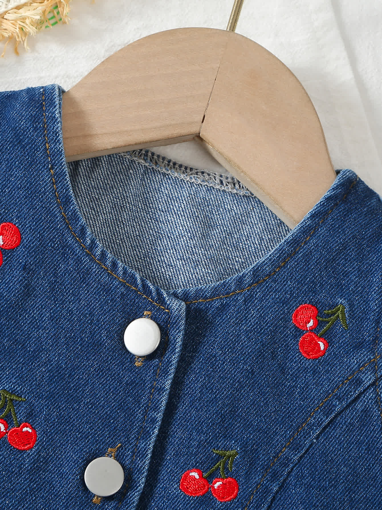 Baby Girl Denim Cherry Sleeveless Set - image 5