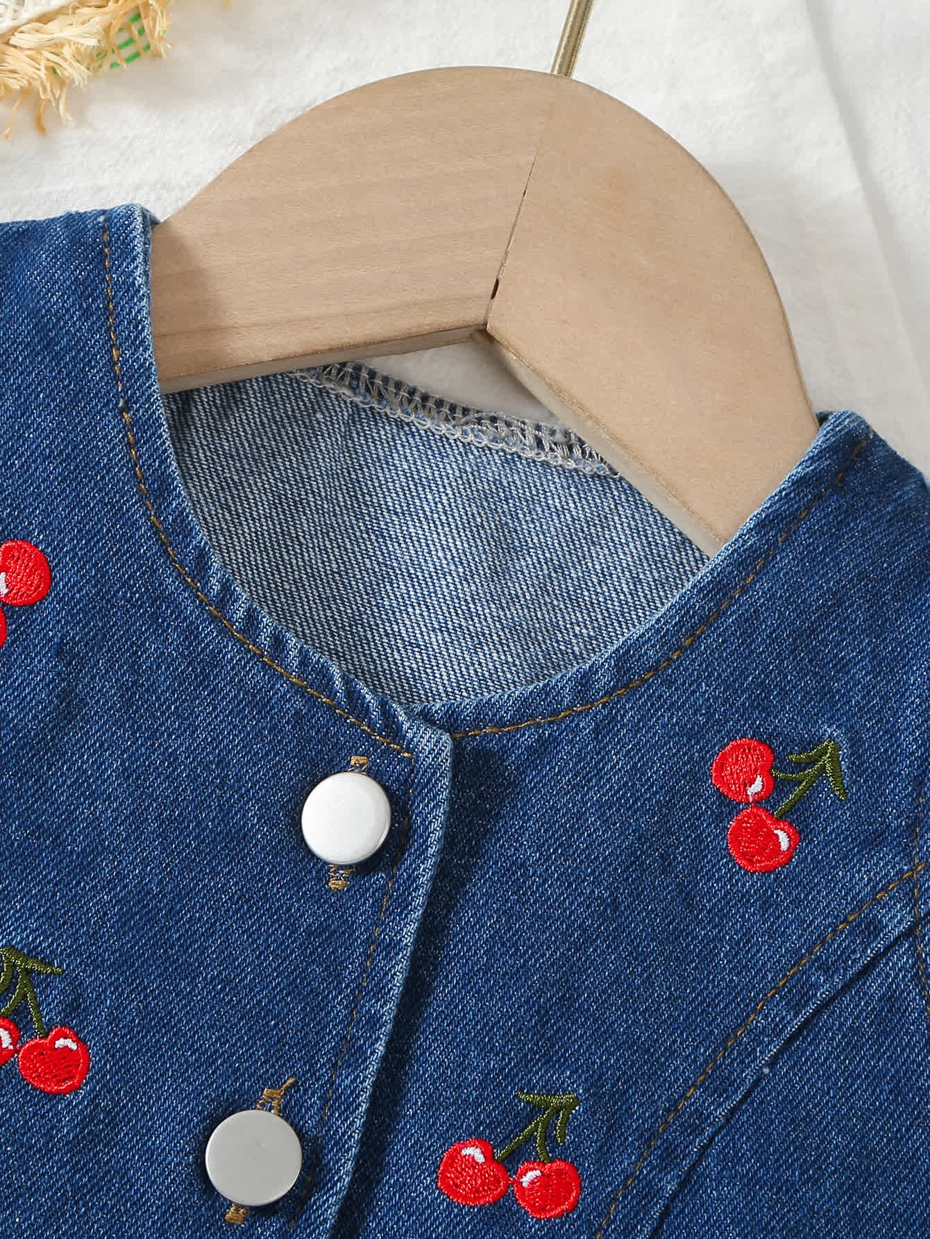 Baby Girl Denim Cherry Sleeveless Set - image 5