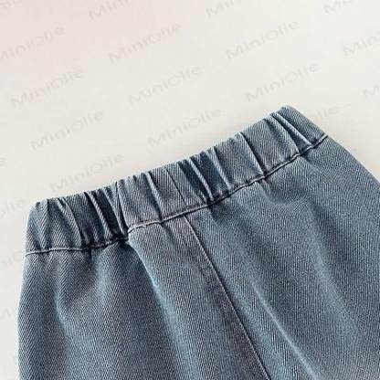 Toddler Boys Solid Color Washed Denim Pants - image 5