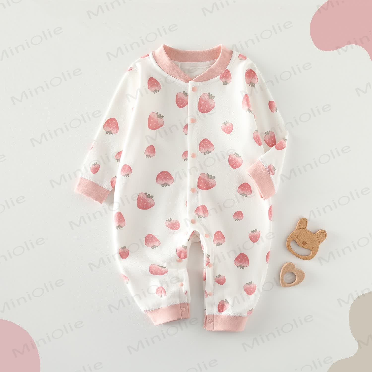 Baby Strawberry Print White Kimono Romper - White - 18-24M - image 1