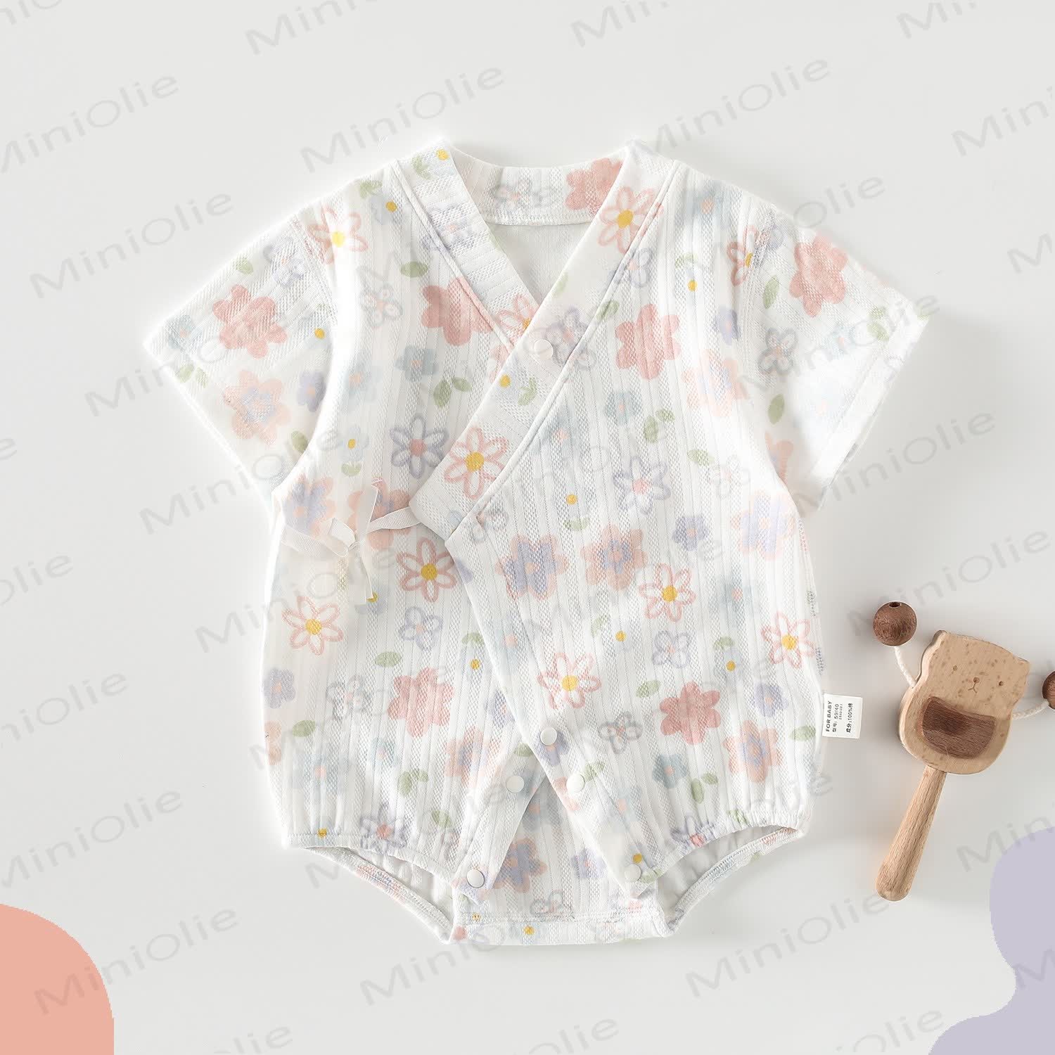 Baby Colorful Floral Print Bodysuit - White - 11-15M - image 1