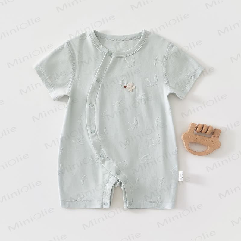 Baby Modal Bird Jacquard Purelysoft  Short Sleeves Romper - Blue - 18-24M - image 2