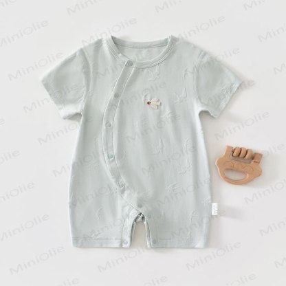 Baby Modal Bird Jacquard Purelysoft  Short Sleeves Romper - Blue - 18-24M - image 2
