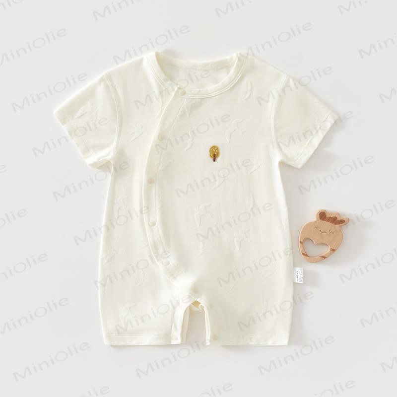 Baby Modal Bird Jacquard Purelysoft  Short Sleeves Romper - White - 18-24M - image 3