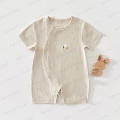 Baby Modal Bird Jacquard Purelysoft  Short Sleeves Romper - Beige - 18-24M - image 4