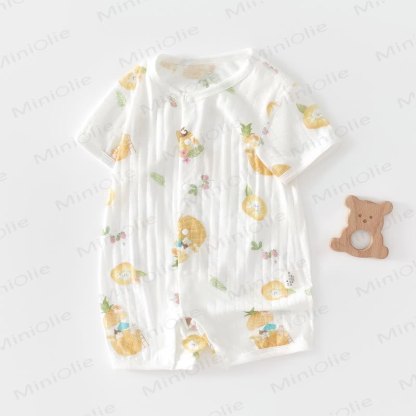 Baby White Modal Animal Print Purelysoft Short Sleeves Romper - White Bunny - 18-24M - image 2