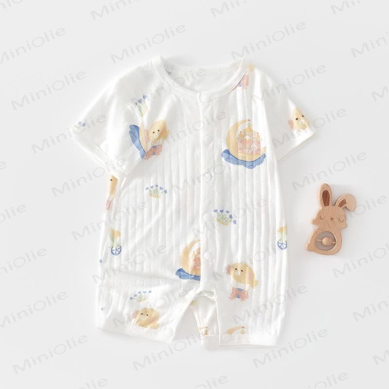 Baby White Modal Animal Print Purelysoft Short Sleeves Romper - White Moon - 18-24M - image 4