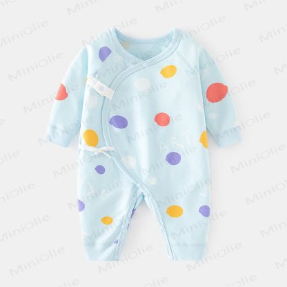 Baby Polka Dot Wrap Long Sleeves Romper - Blue - 3-6M - image 1