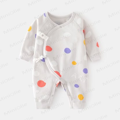 Baby Polka Dot Wrap Long Sleeves Romper - Gray - 3-6M - image 2