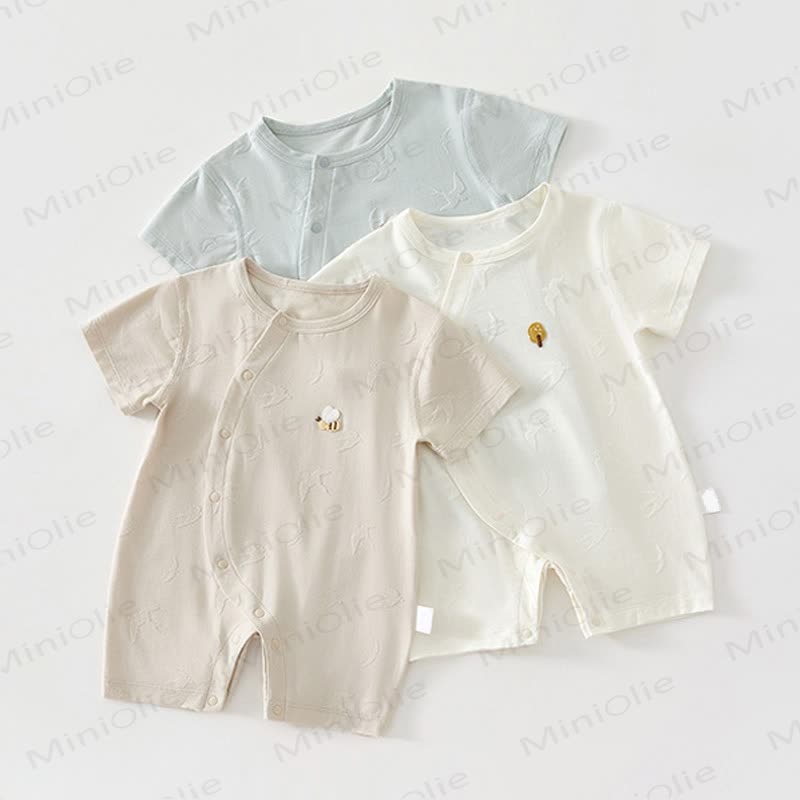 Baby Modal Bird Jacquard Purelysoft  Short Sleeves Romper - image 1