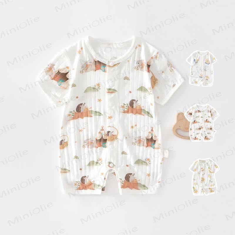 Baby White Modal Animal Print Purelysoft Short Sleeves Romper - image 1