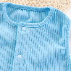 Baby Solid Color Ribbed Sleeveless Pocket Romper - image 7