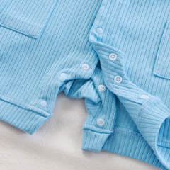 Baby Solid Color Ribbed Sleeveless Pocket Romper - image 10