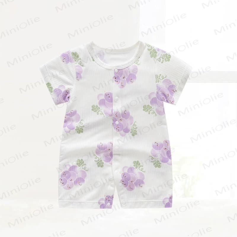 Baby Modal Grape Print Purelysoft Short Sleeves Romper - Purple - 18-24M - image 1
