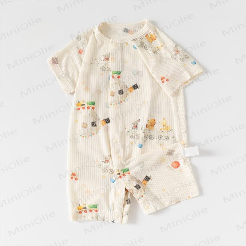 Baby Modal Animal Print Purelysoft Short Sleeves Romper - image 2