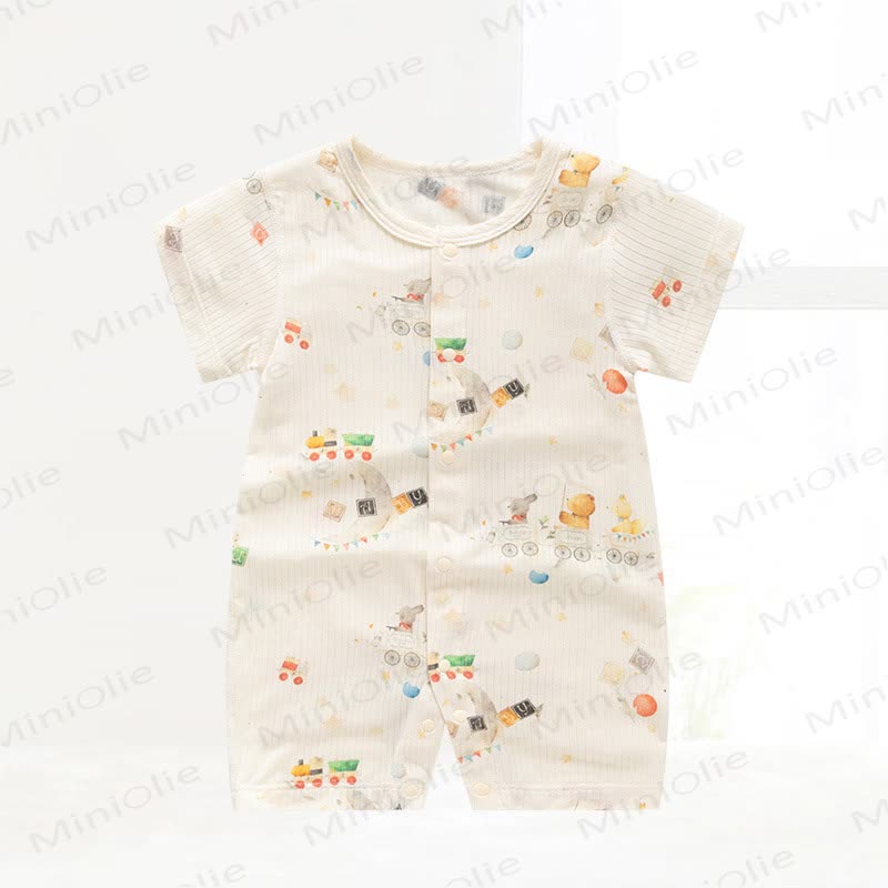 Baby Modal Animal Print Purelysoft Short Sleeves Romper - White - 18-24M - image 1