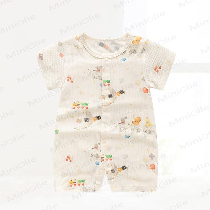 Baby Modal Animal Print Purelysoft Short Sleeves Romper - White - 18-24M - image 1