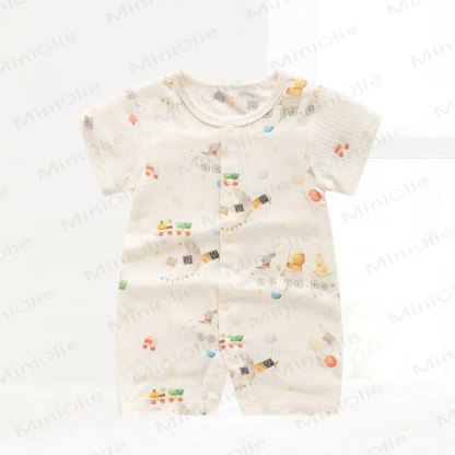 Baby Modal Animal Print Purelysoft Short Sleeves Romper - White - 18-24M - image 1